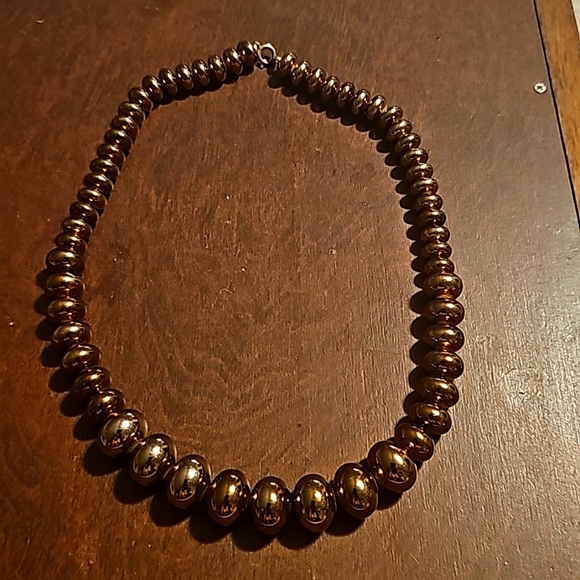 Vintage Copper Beaded Graduated Necklace, Single Strand, 18" - Picture 2 of 8